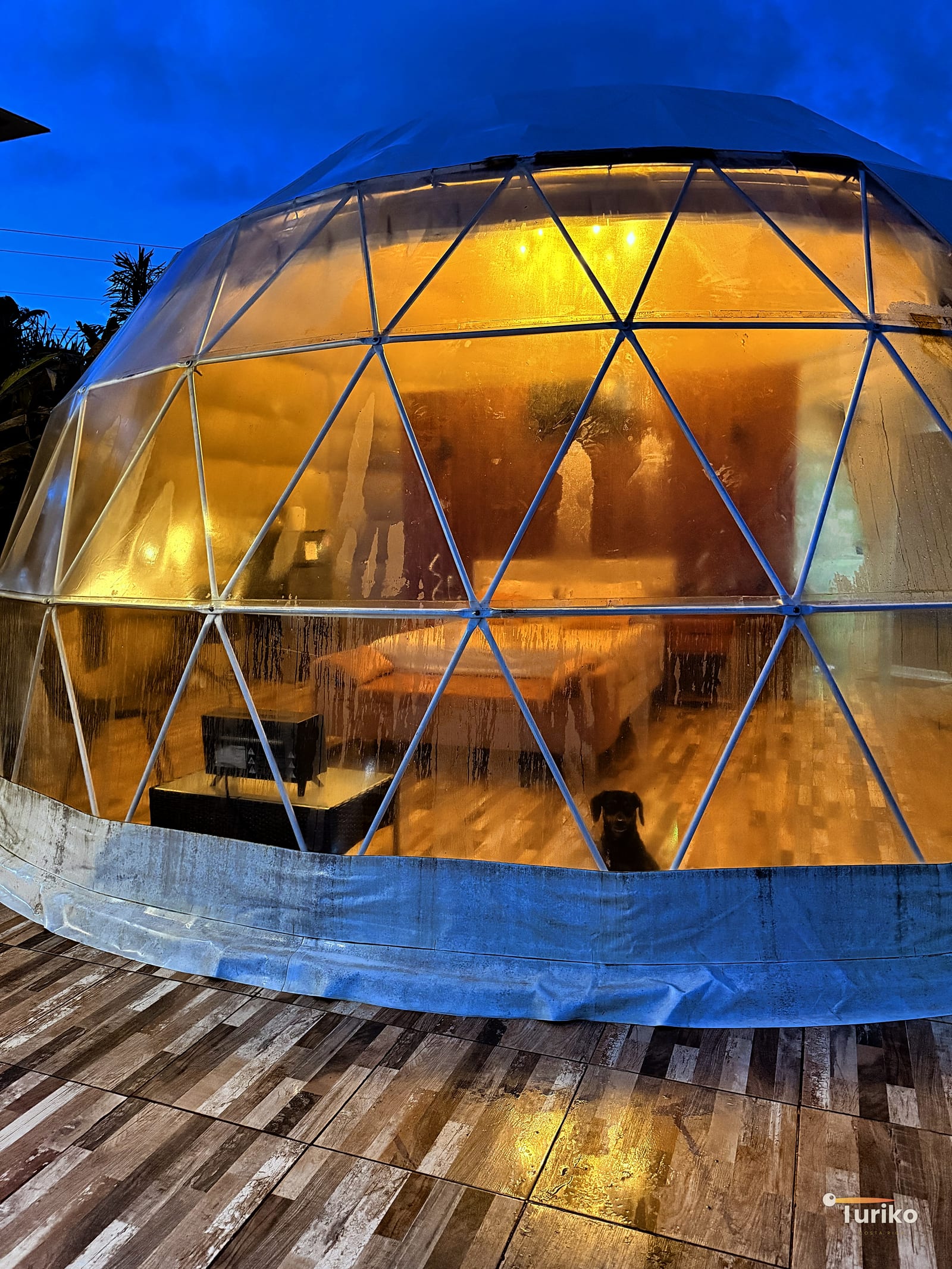 The dome lit at nightfall